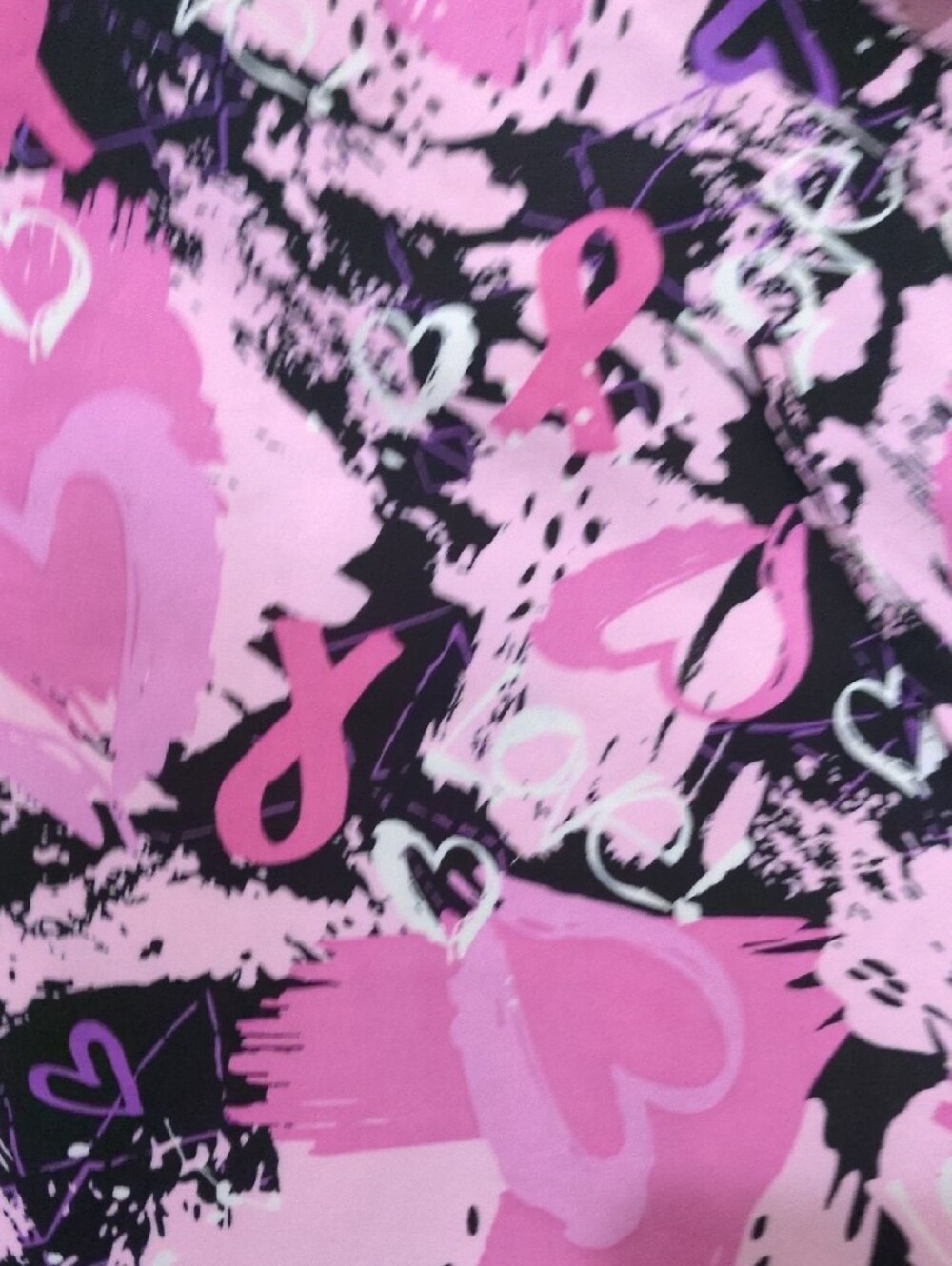 Women’s Pink Print V-Neck Scrub Top - Picture 4 of 5